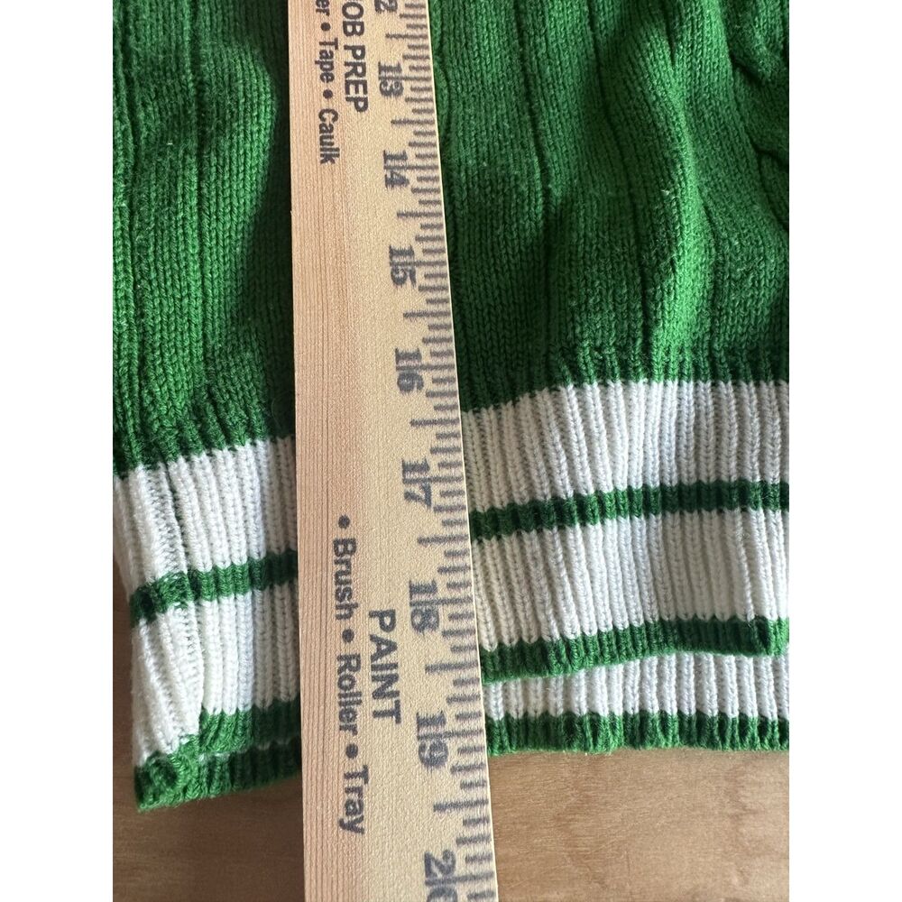 Vintage 80s Izod Lacoste Cable Knit Tennis Sweater Green Collegiate Small XS - Picture 11 of 12